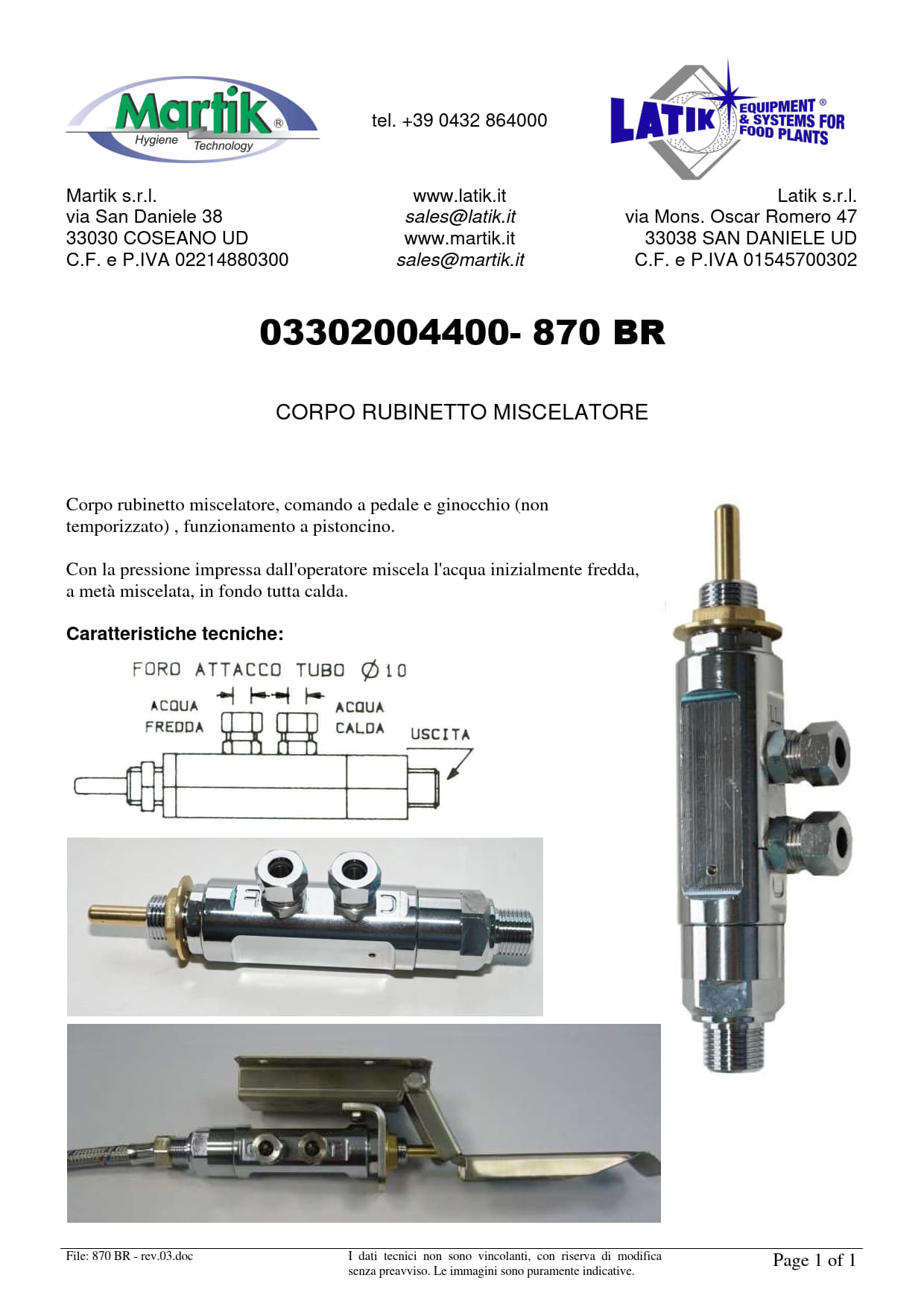 corpo rubinetto miscelatore per lavelli