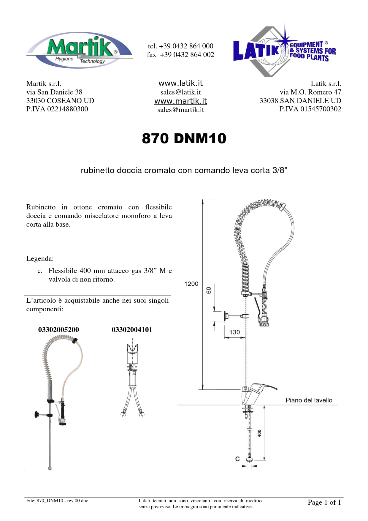 rubinetto doccia cromato con comando leva corta 